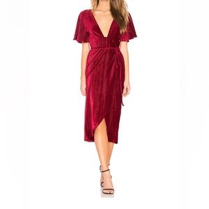 Worn Once - Privacy Please Red Velvet Midi Dress